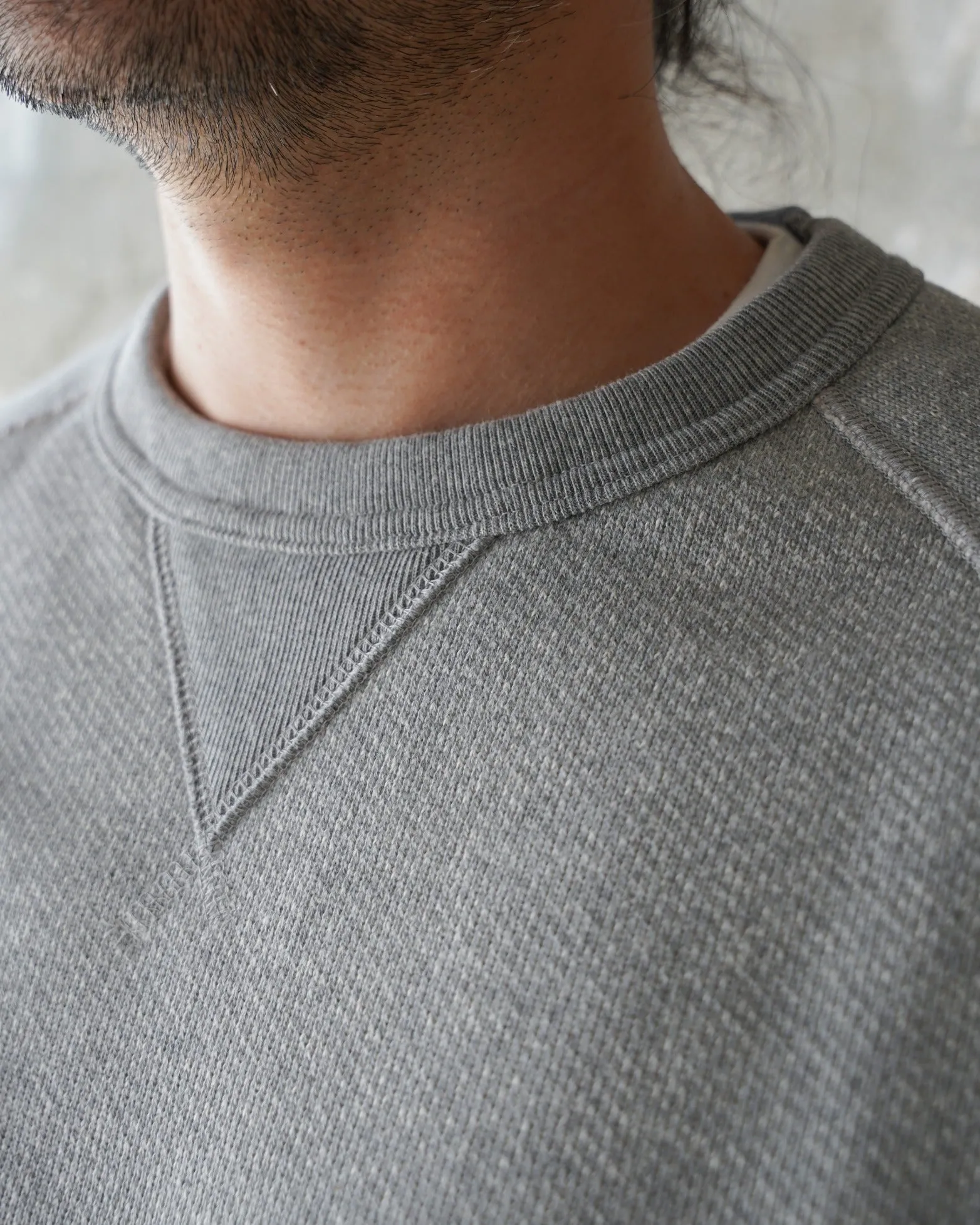 Wonder Looper 876gsm Double Heavyweight French Terry Pullover Crew Neck - Heather Grey