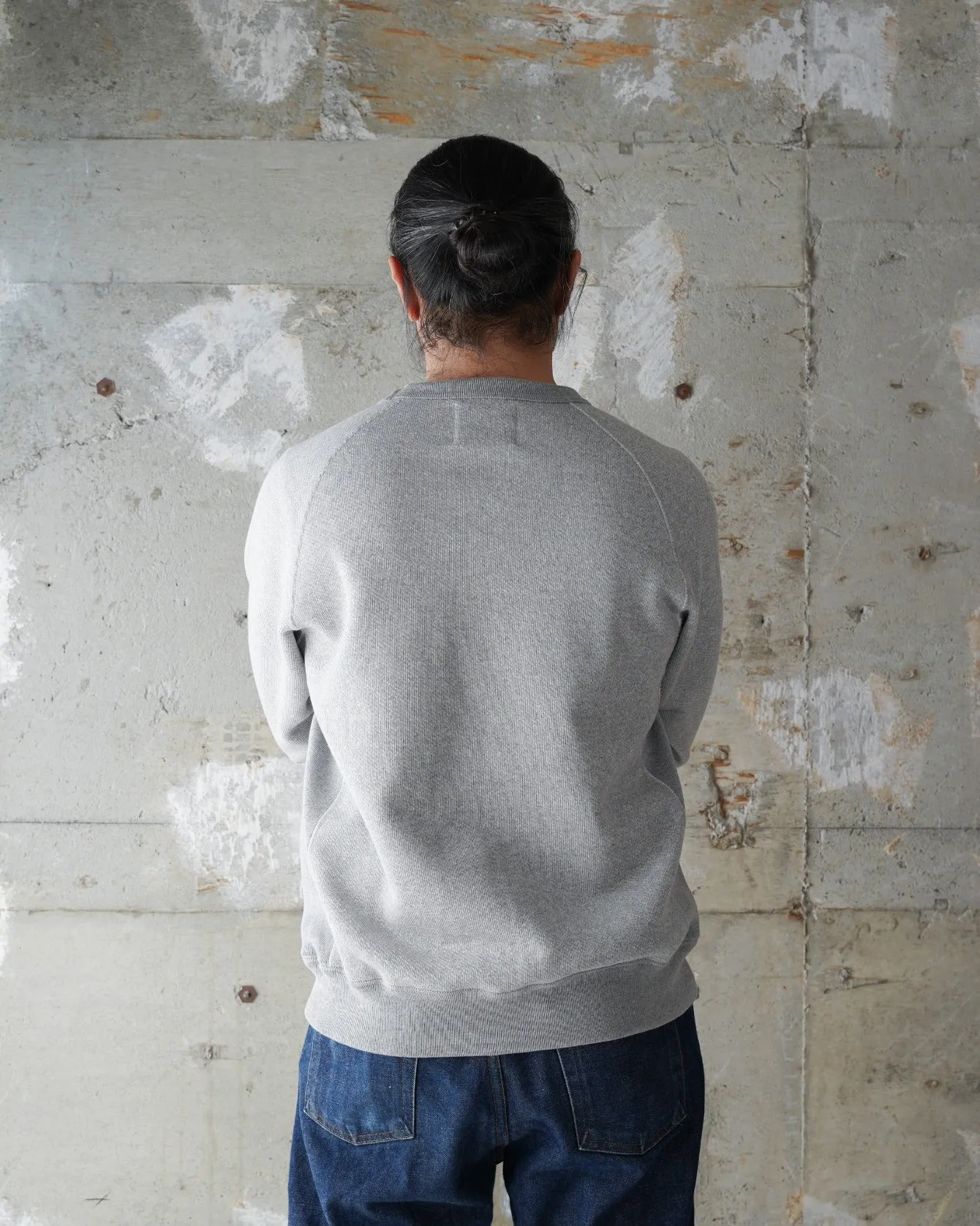 Wonder Looper 876gsm Double Heavyweight French Terry Pullover Crew Neck - Heather Grey