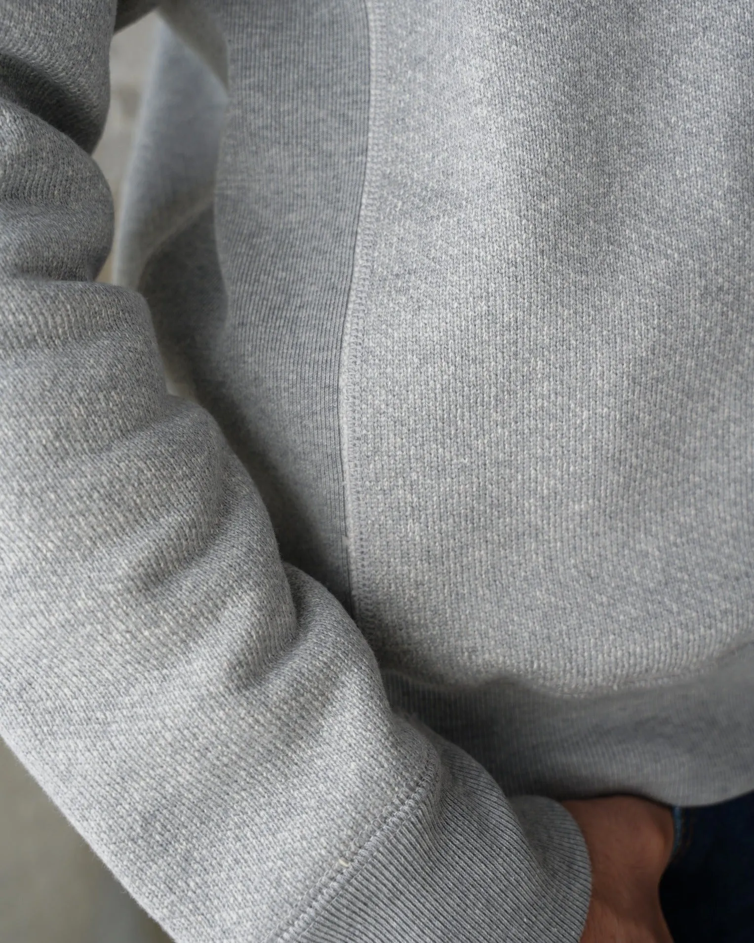 Wonder Looper 876gsm Double Heavyweight French Terry Pullover Crew Neck - Heather Grey