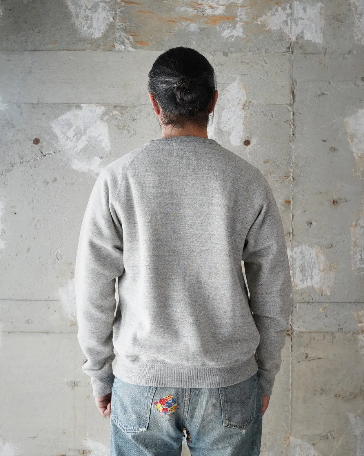 Wonder Looper Fleeced Foxfibre® Pullover Crew Neck - Heather Grey