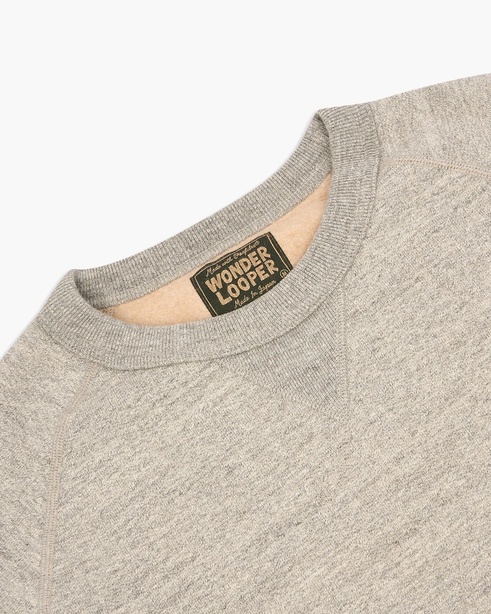 Wonder Looper Fleeced Foxfibre® Pullover Crew Neck - Heather Grey