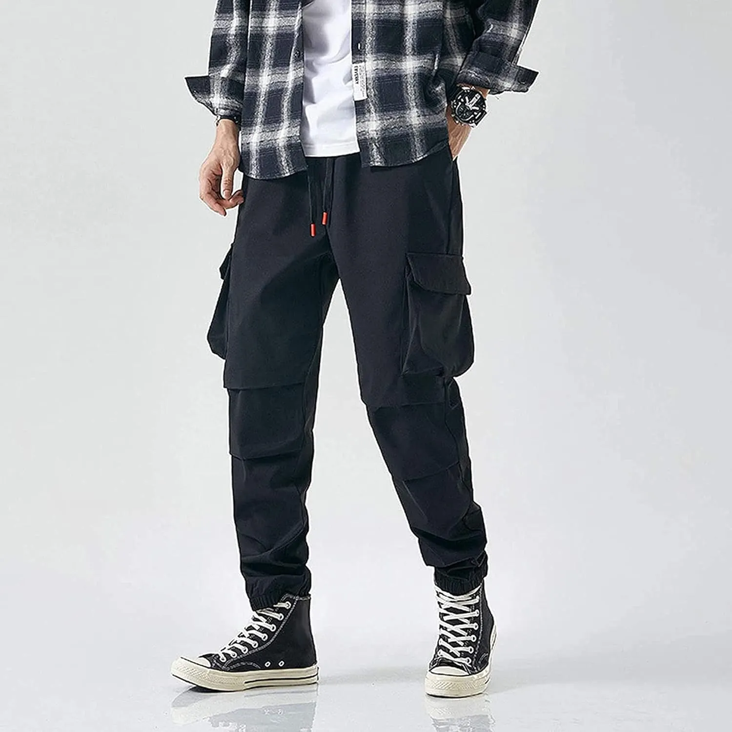 XYXIONGMAO Men's Tactical Hip Hop Sweatpants Black Techwear Streetwear Hip Hop Joggers Green Overalls Cargo Pants for Men