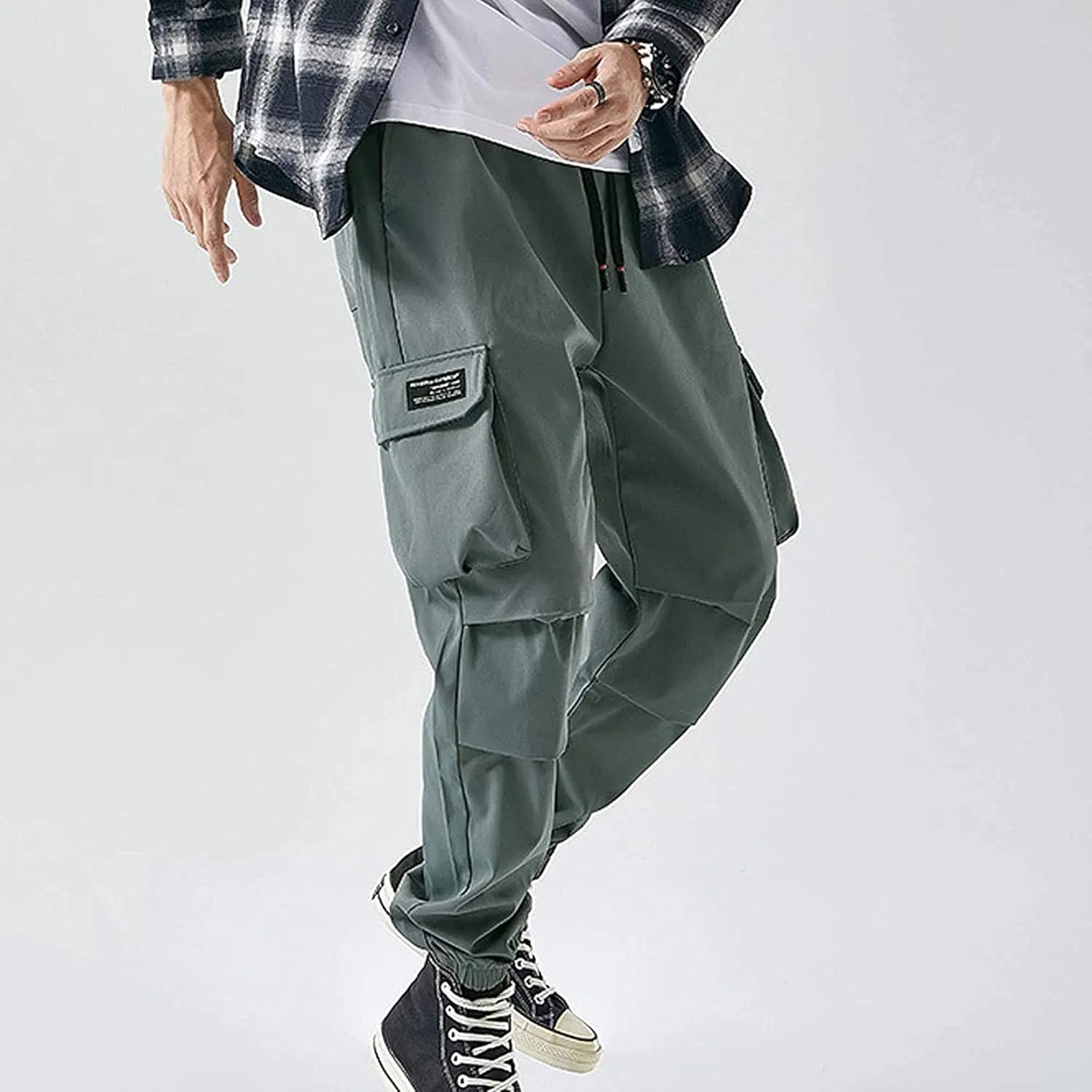 XYXIONGMAO Men's Tactical Hip Hop Sweatpants Black Techwear Streetwear Hip Hop Joggers Green Overalls Cargo Pants for Men