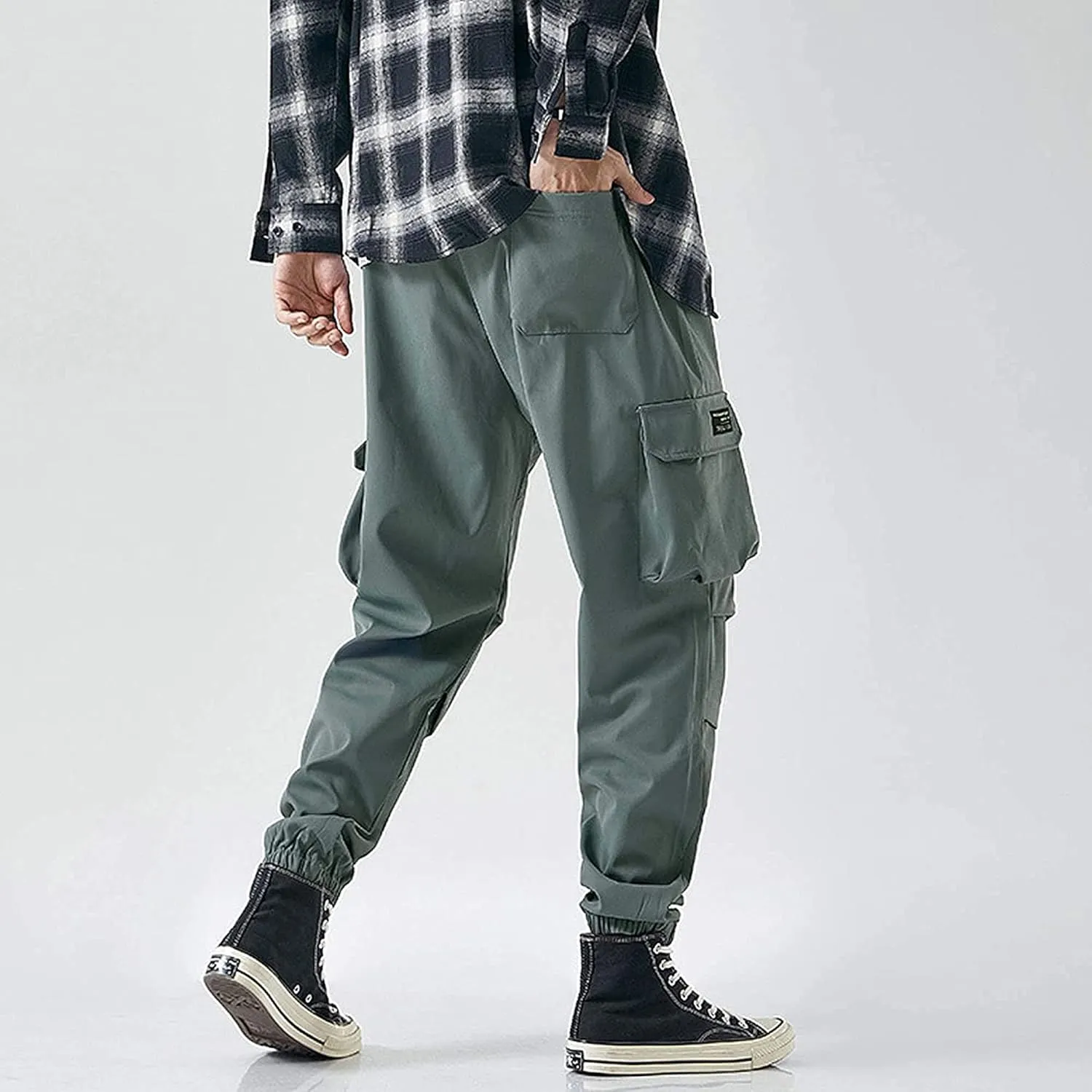 XYXIONGMAO Men's Tactical Hip Hop Sweatpants Black Techwear Streetwear Hip Hop Joggers Green Overalls Cargo Pants for Men