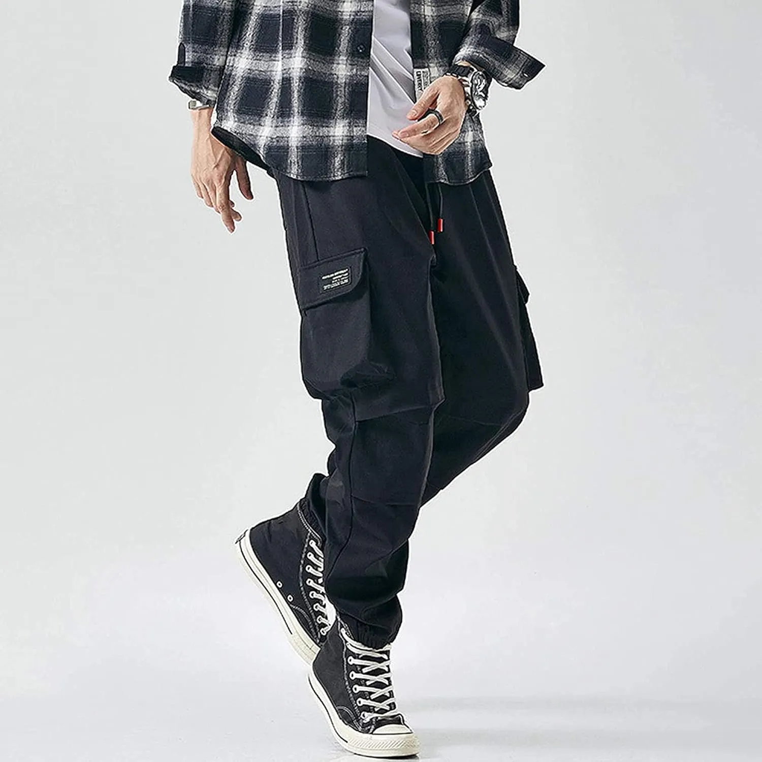 XYXIONGMAO Men's Tactical Hip Hop Sweatpants Black Techwear Streetwear Hip Hop Joggers Green Overalls Cargo Pants for Men