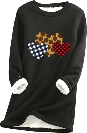 YMING Womens Sherpa Fleece Lined Pullover Winter Warm Crew Neck Sweatshirt Cute Cat Paw Tops Plus Size