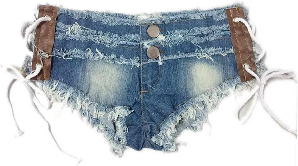 Yollmart Women Sexy Cut Off Low Waist Denim Jeans Shorts Mini Hot Pants