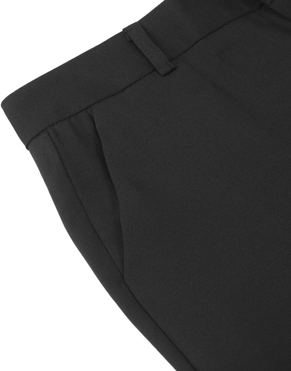 YUNCLOS Women's 2 Piece Business Office Suit Set One Button Short Sleeve Blazer Jacket and Suit Pants