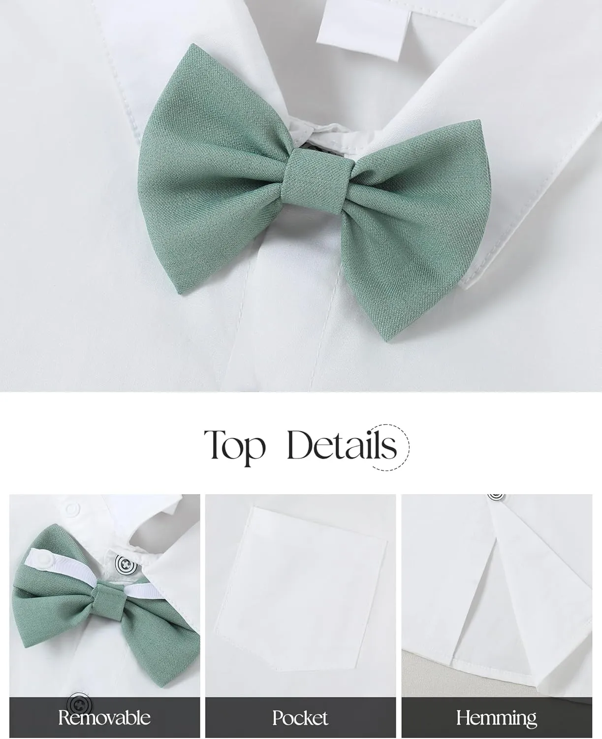 ZOEREA Boys Formal Suit Kid Clothes Gentleman Wedding Prom Outfit Long Sleeves Shirt Bowtie Vest Suspender Pants 6-10T