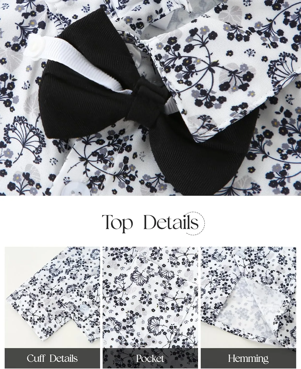 ZOEREA Boys Formal Suit Kid Clothes Gentleman Wedding Prom Outfit Long Sleeves Shirt Bowtie Vest Suspender Pants 6-10T