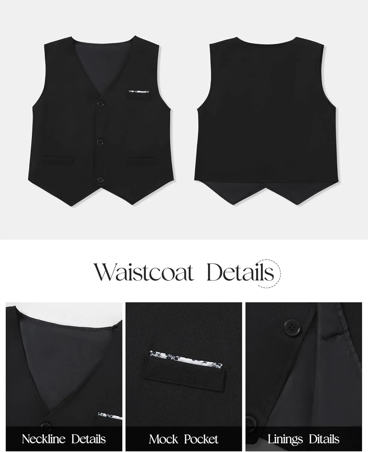 ZOEREA Boys Formal Suit Kid Clothes Gentleman Wedding Prom Outfit Long Sleeves Shirt Bowtie Vest Suspender Pants 6-10T